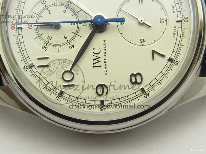 MIROTIME 0822 Portugieser Chrono  42 IW390403 ZF 1:1 Best Edition White Dial Blue Hand on Black Leather Strap A WellDesigned 7190